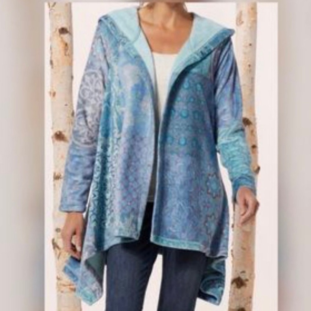 Soft surroundings cardigan with hoodie sz med